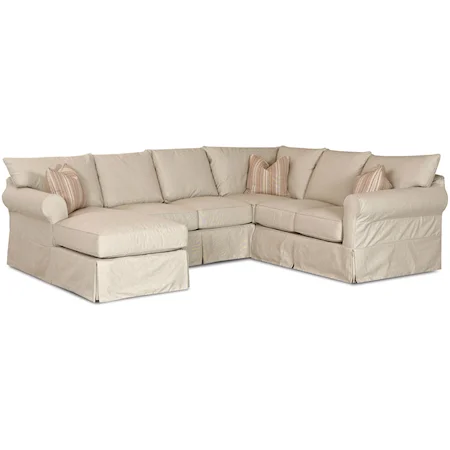 Slip Cover Sectional Sofa with Left Chaise